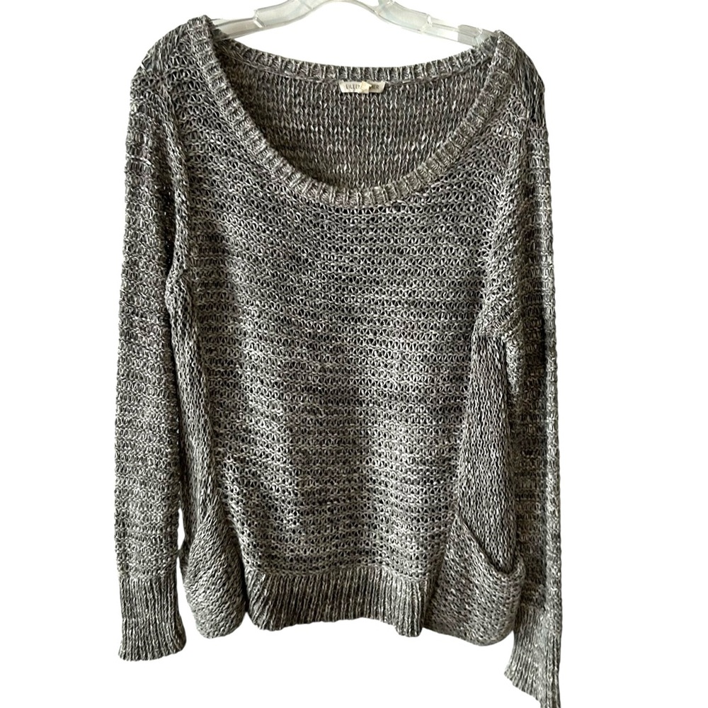 Eileen Fisher Women's Heather Grey Pullover Sweater‎ with Pockets in Size M